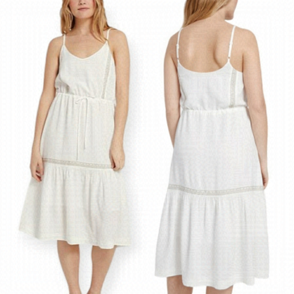 Frank and Oak White Cami Midi Dress Linen Blend Size Small